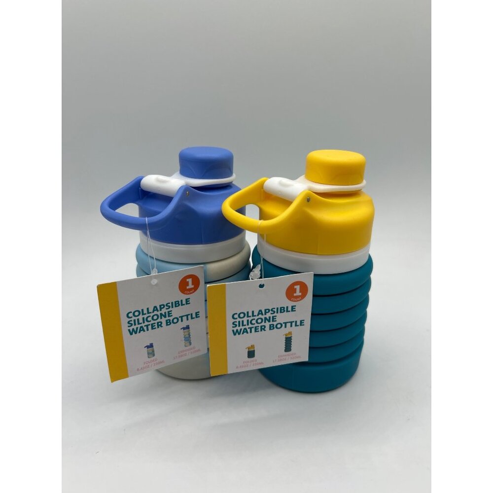 2 Target Bullseye Collapsible Silicone Water Bottle 8.45 oz - 17.58 oz (NWT)